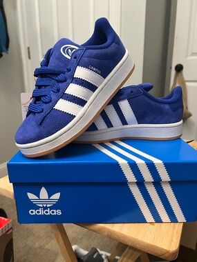 adidas Kids Campus Suede Sneakers in Royal Blue and White